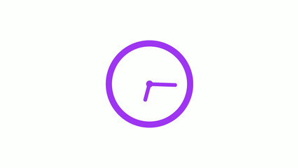 Best purple color circle clock isolated on white background,12 hours clock icon without trick