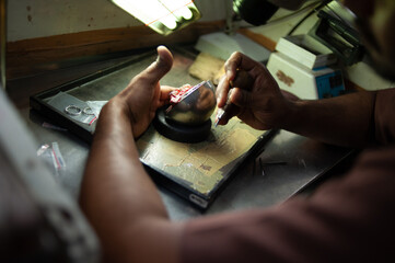 Diamond cutting process.