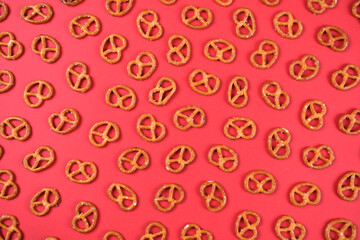 Pretzels pattern on red background