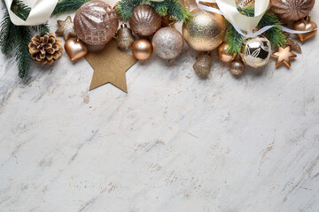 Beautiful Christmas composition on light background