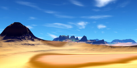 Alien Planet. Mountain. 3D rendering