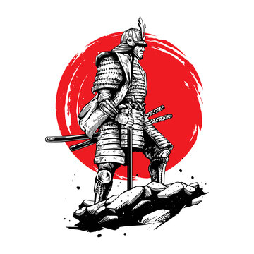 samurai hand drawing style