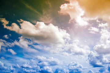 White clouds, blue sky, fresh air oxygen concept, clean air, not polluted environment. High quality...