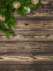 Fir tree and ornamental background for Christmas