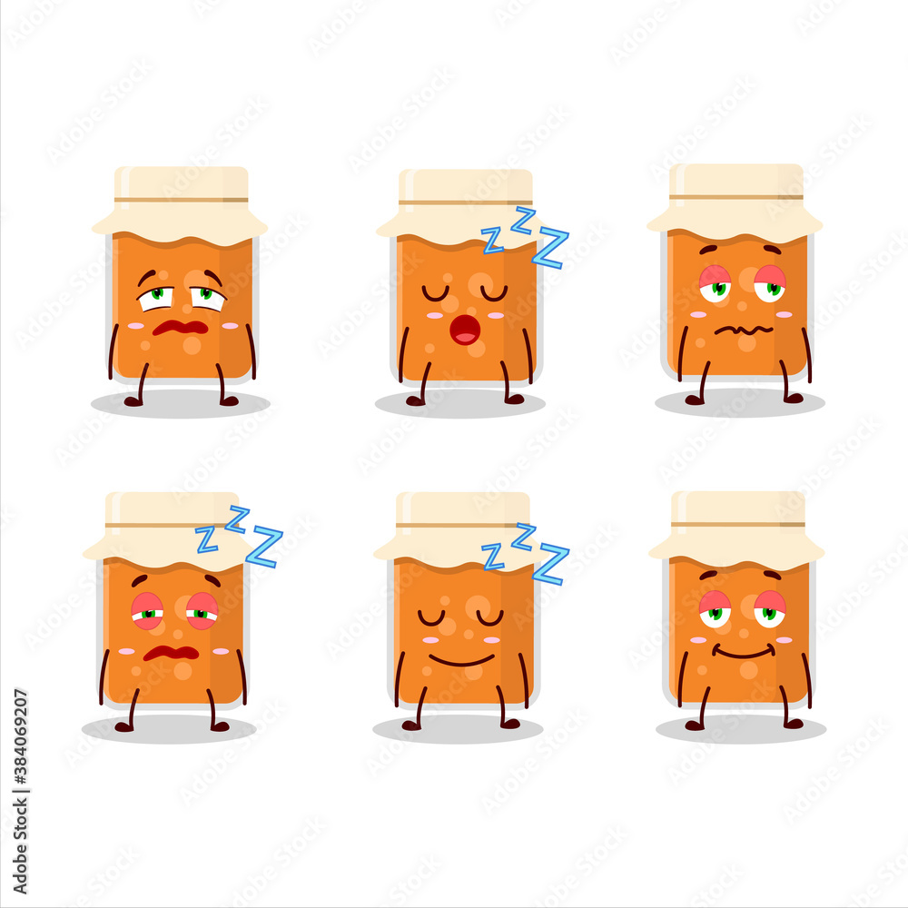 Poster Cartoon character of apricot jam with sleepy expression