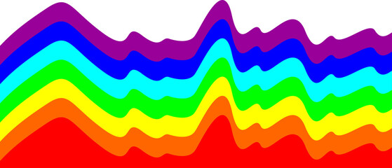 Vector illustration. Abstract pattern depicting mountains or sea waves in colors of rainbow. Multicolored background