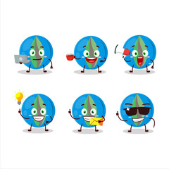 Blue marbles cartoon character with various types of business emoticons