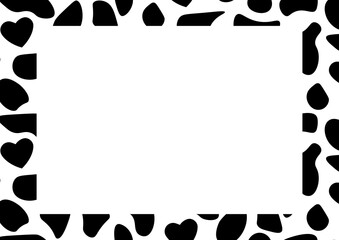 かわいい　牛　模様　フレーム　白黒　cow frame 