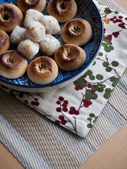 아시아 음식 만쥬빵과 찰떡