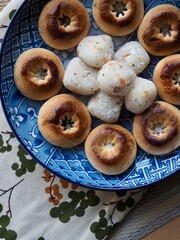 아시아 음식 만쥬빵과 찰떡