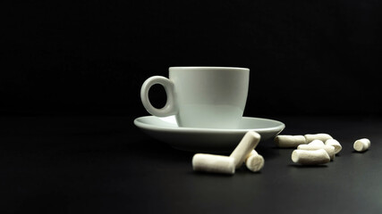 Coffee on black background