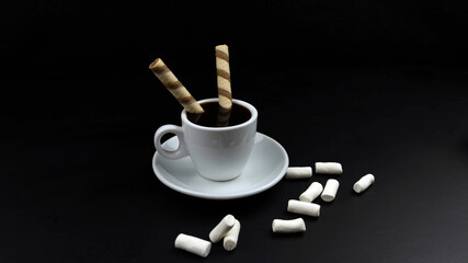 Coffee on black background