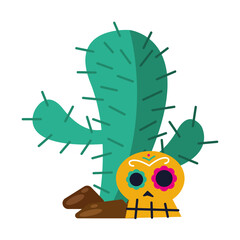 mexican skull and cactus vector design
