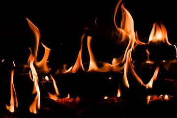 Red blaze Fire flame on a black background