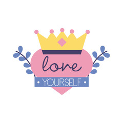 love yourself feminism lettering flat style icon