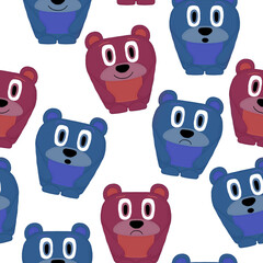 seamless pattern with colorful bears on a white background