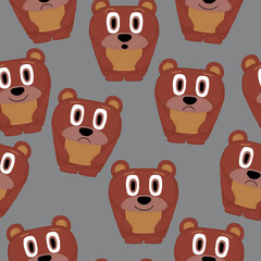 seamless pattern with cute bears on a gray background