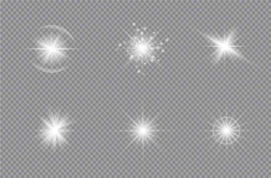 White glowing light burst explosion with transparent. Vector glowing light effect with gold rays and beams. Transparent shine gradient glitter, bright flare. vector illustration.