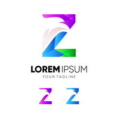 Letter Z Eagle Colorful Logo Design Vector