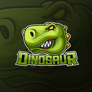 Angry Dinosaur Head Mascot E Sport Logo Design