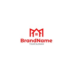 Red M Home Logo Design Vector