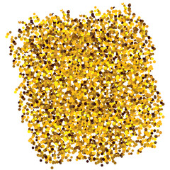 bunch of gold sequins isolated on white background. 
realistic glitter texture for creating card and clipart. 