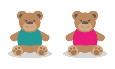 Obraz na płótnie Canvas set of cute bear toys on white background. flat vector illustration