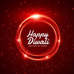 happy diwali sparkling fireworks red background design