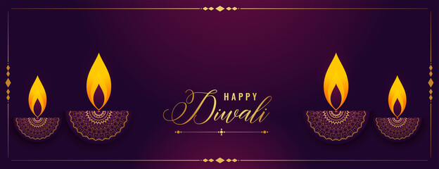happy diwali decorative diya festival banner design