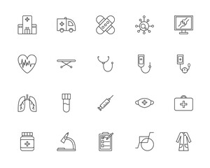 hospital icon set with modern style