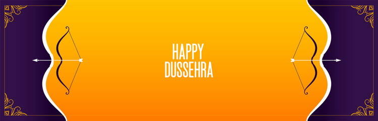 Decorative happy dussehra indian festival banner with dhanush baan vector