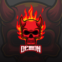 Devil head e sport mascot logo