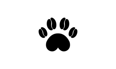 Creative Vector Illustration Logo Design Pet Paw Coffee Beans