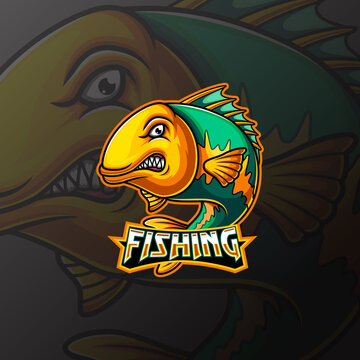 Fish mascot e sport logo design