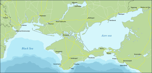 Vector illustration of Crimea with main roads