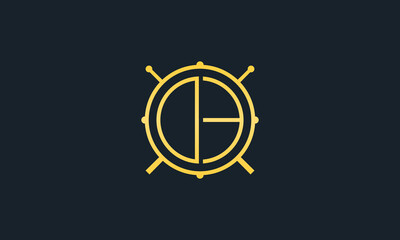 Creative Vector Illustration Logo Design Ship Steering Wheel Letter D and letter E