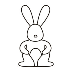 cute little rabbit seated spring animal line style icon