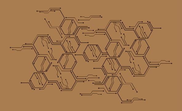 Blue Hexagon Cyber Circuit Future Technology Concept Background