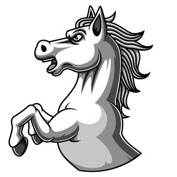 White horse mascot logo design