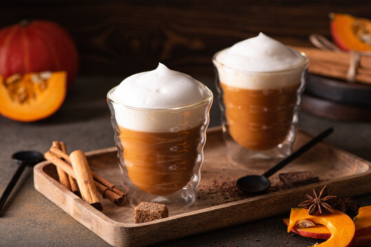 pumpkin latte with cinnamon chocolate and honey