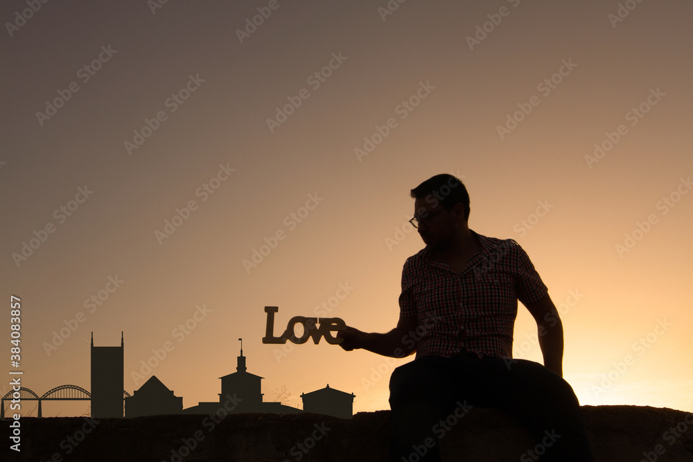 Canvas Prints man in front of nashville city skyline