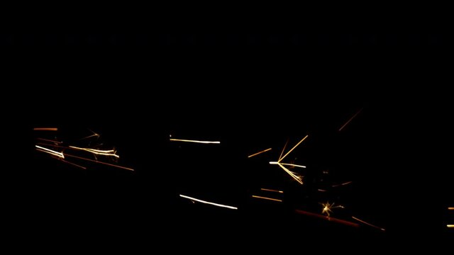 Sparks 4K 08 looped. Red hot sparks at grinding steel material. Use them as over-layer, with blending mode (add, screen&hellip;). 

- 4K Resolution(3840x2160)
- 25 FPS
- Alpha Channel
- Looped Video