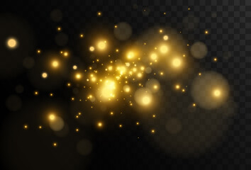 Obraz premium Bright beautiful sparks on a transparent background.