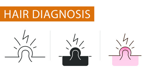 pimples on the head between the hair, icons set