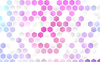 Light Pink, Blue vector cover with set of hexagons.