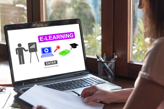 E-learning concept on a laptop screen