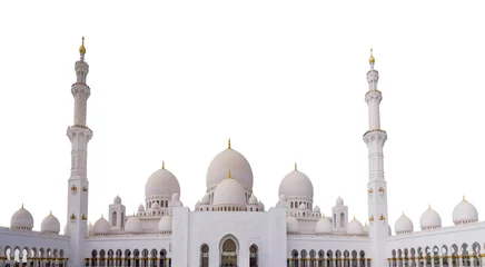 Foto auf Acrylglas Abu Dhabi Sheikh Zayed Grand Mosque (Abu Dhabi, United Arab Emirates) isolated on white background