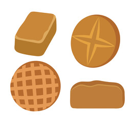 Set of bread. Isolated objects on white background. Vector illustration