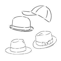 Summer hat vector sketch icon isolated on background. Hand drawn Summer hat icon. Summer hat sketch , hat, vector sketch illustration