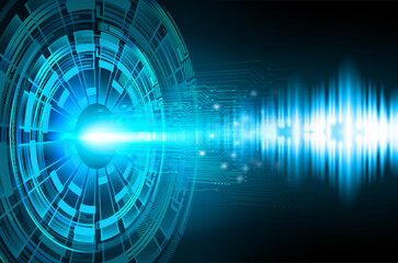 Blue eye cyber circuit future technology concept background